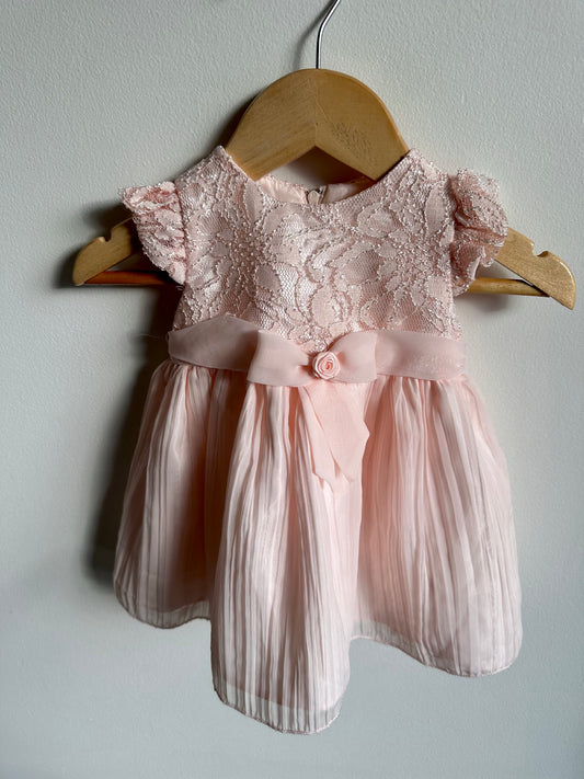 Peach Special Occasion Dress with Sash / 3-6m