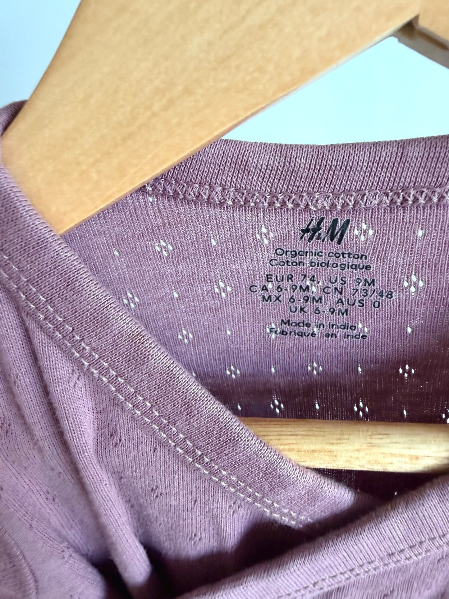 Eyelet Rose Mauve Long Sleeve Bodysuit / 6-9m