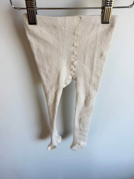 Grippy Footed White Tights / 6-12m?