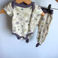 Mauve Trim Floral Cotton Set / 3-6m