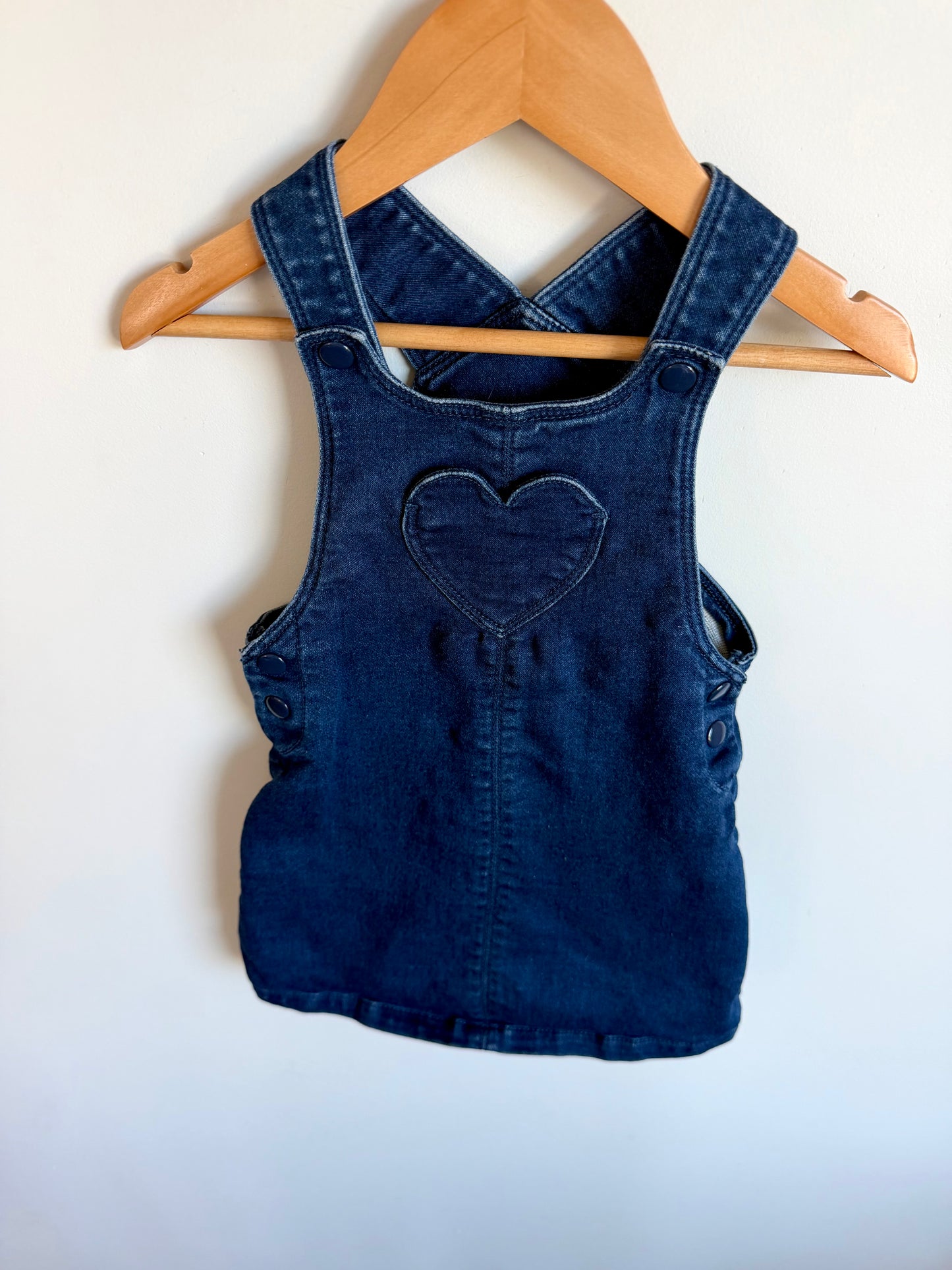 Heart Denim Like Overall Dress / 18-24m