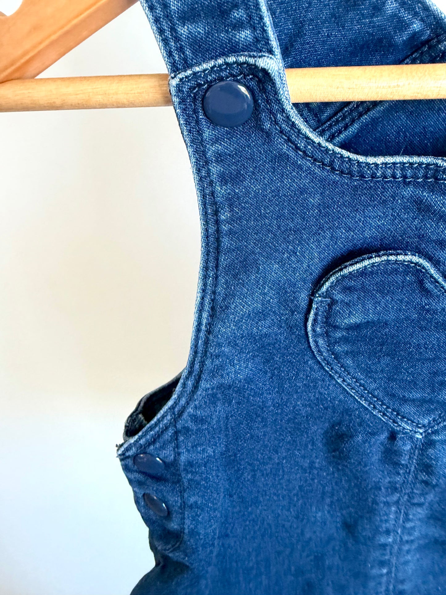 Heart Denim Like Overall Dress / 18-24m