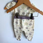 Mauve Trim Floral Cotton Set / 3-6m