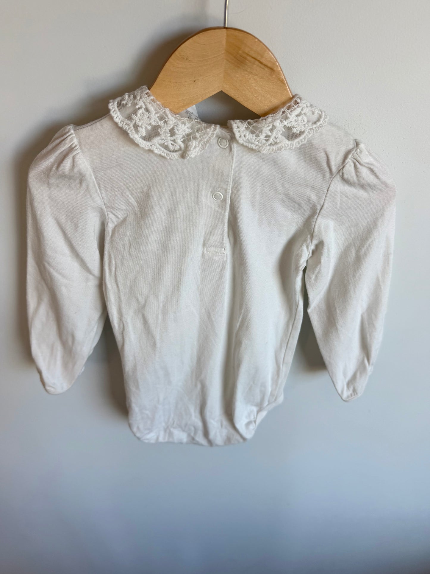 Lace Collar White Bodysuit / 18-24m