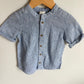 Blue + White Button Up Top / 12-18m
