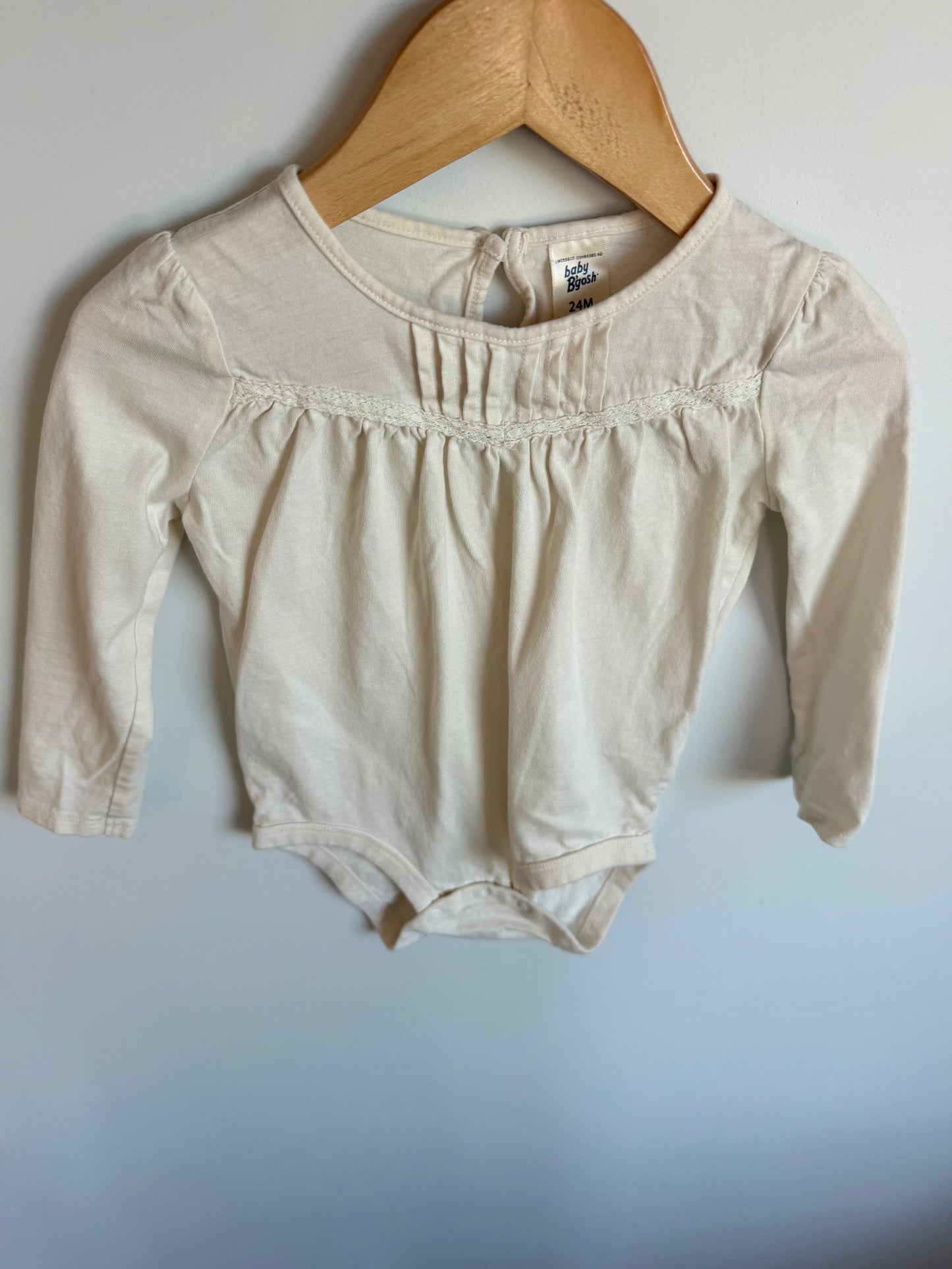 Lace Panel Long Sleeve Bodysuit / 24m