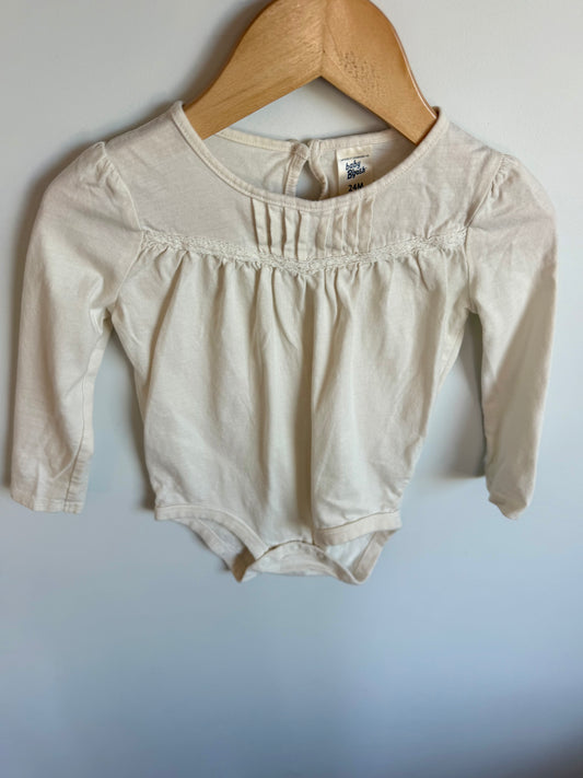 Lace Panel Long Sleeve Bodysuit / 24m
