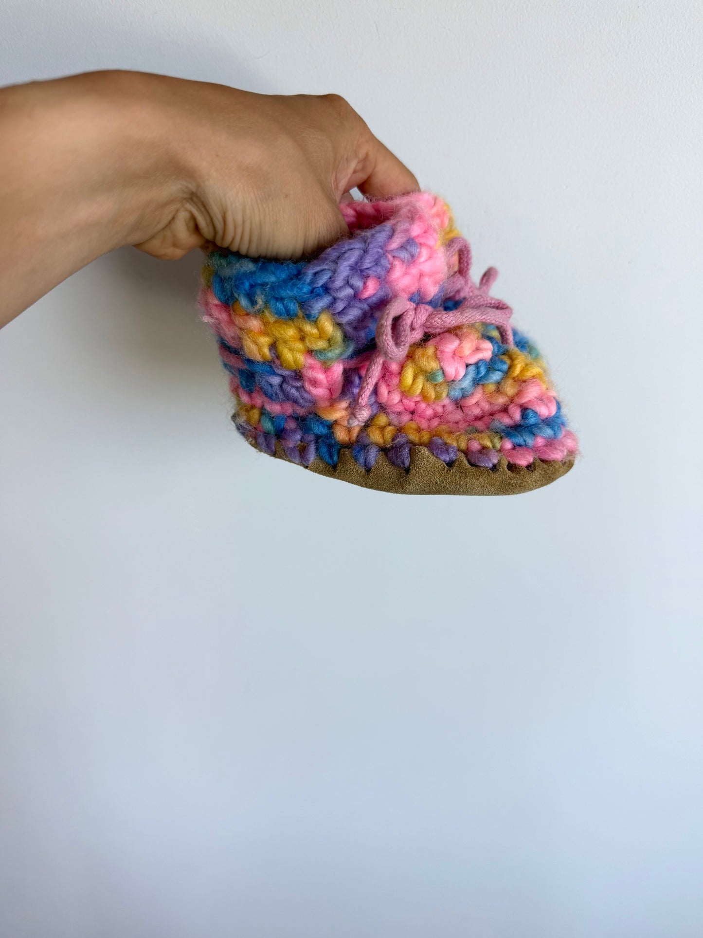Handmade Colorful Knit Slippers / Size 4-5 Toddler?