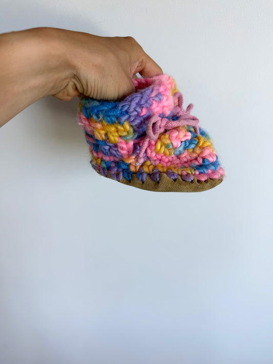 Handmade Colorful Knit Slippers / Size 4-5 Toddler?