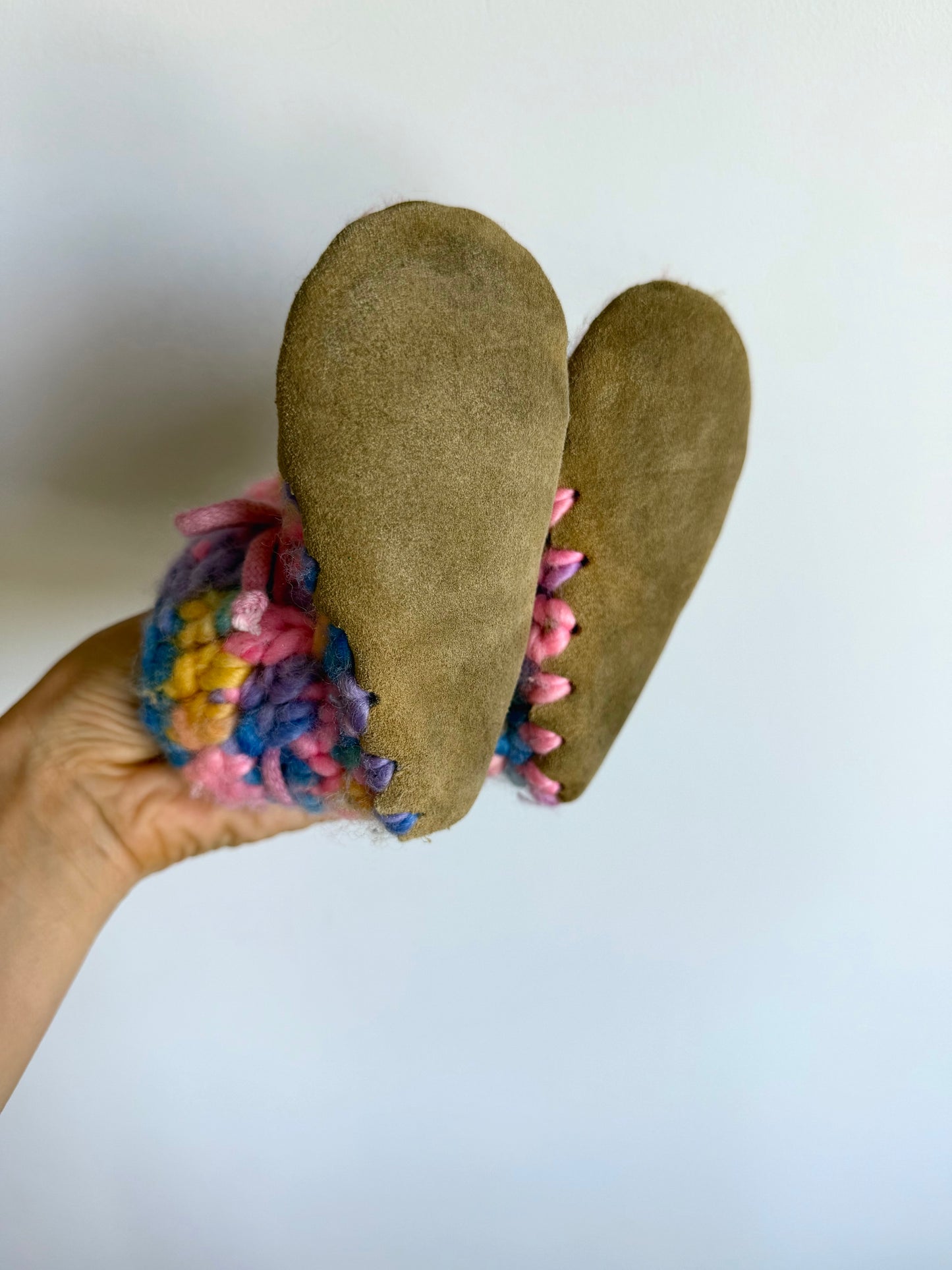 Handmade Colorful Knit Slippers / Size 4-5 Toddler?