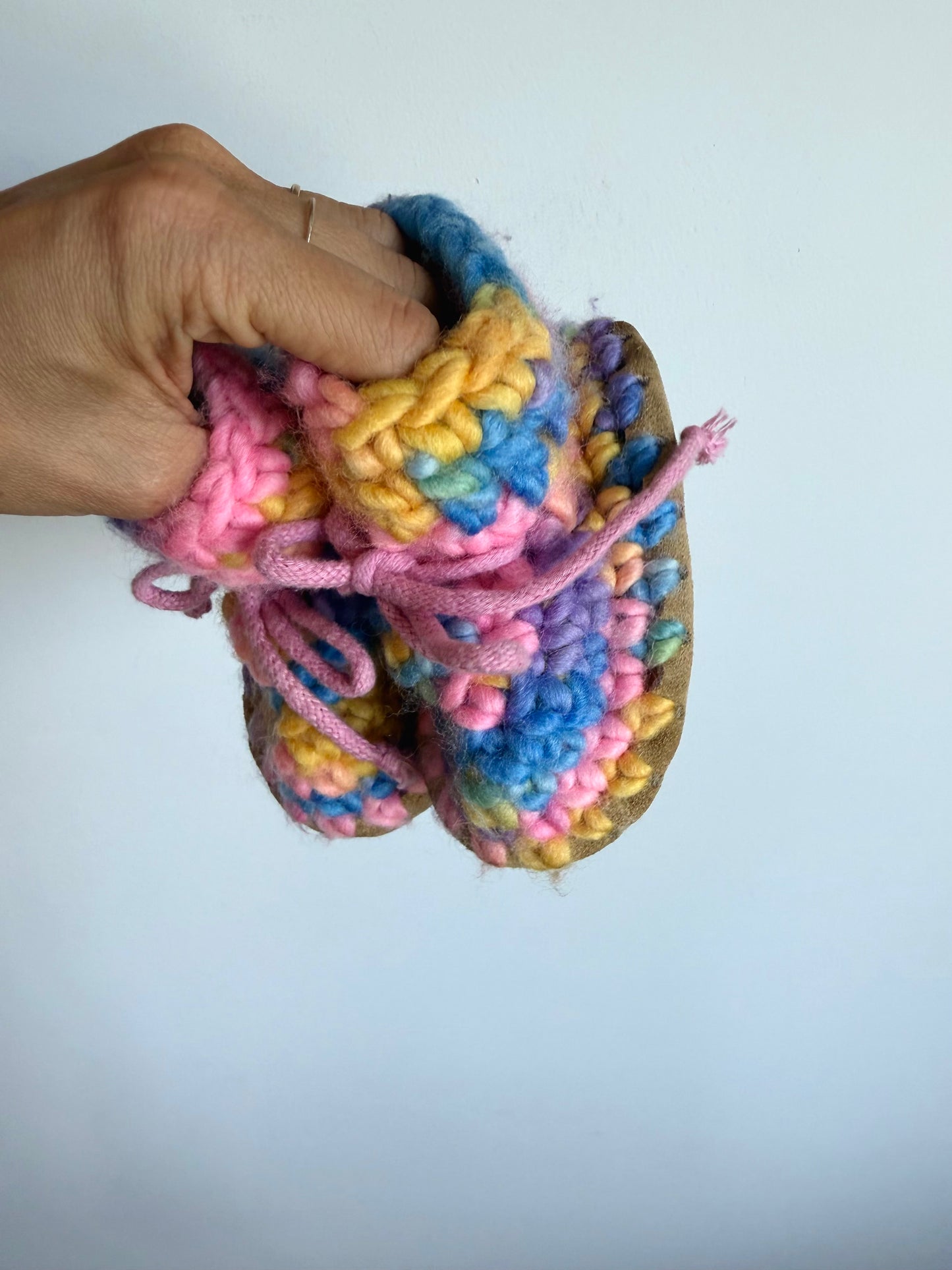 Handmade Colorful Knit Slippers / Size 4-5 Toddler?