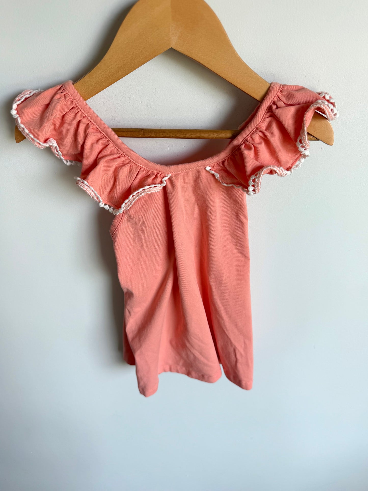 Peach Ruffle Sleeve Tank Top / 5T