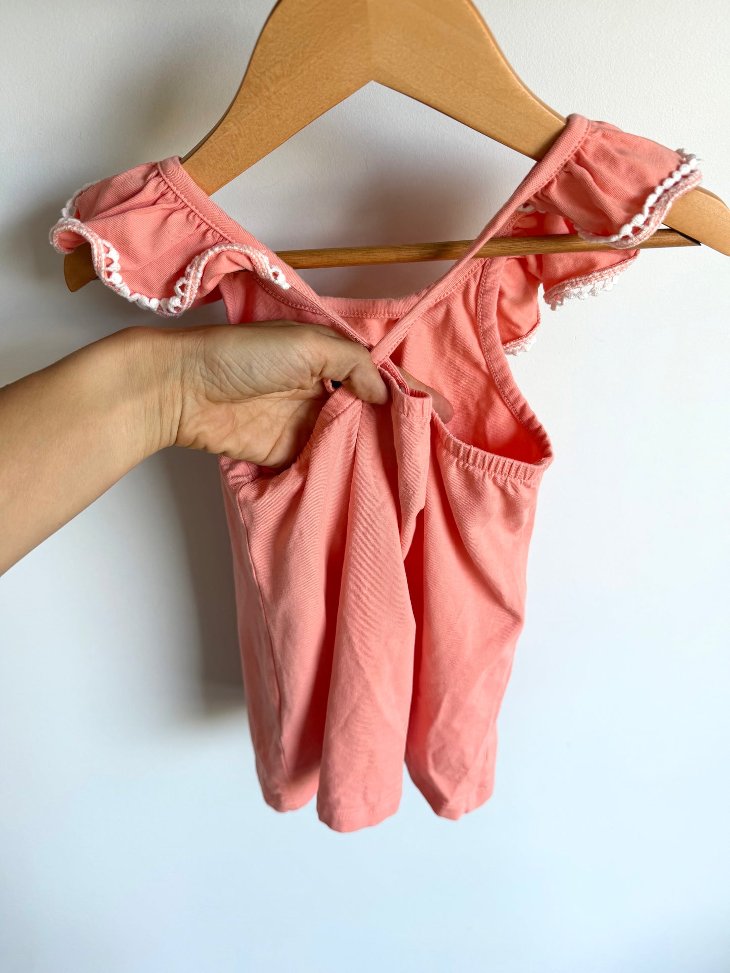 Peach Ruffle Sleeve Tank Top / 5T
