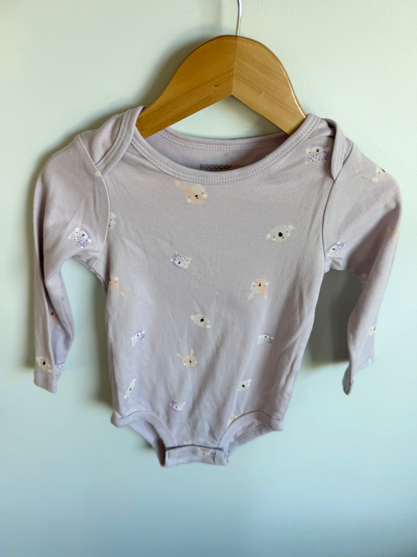 Light Purple Animal Faces Bodysuit / 24m