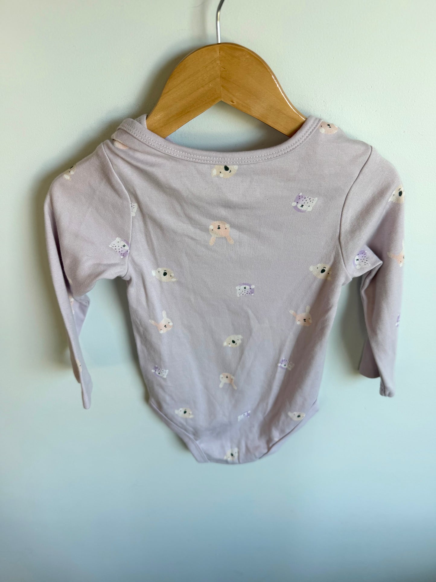 Light Purple Animal Faces Bodysuit / 24m