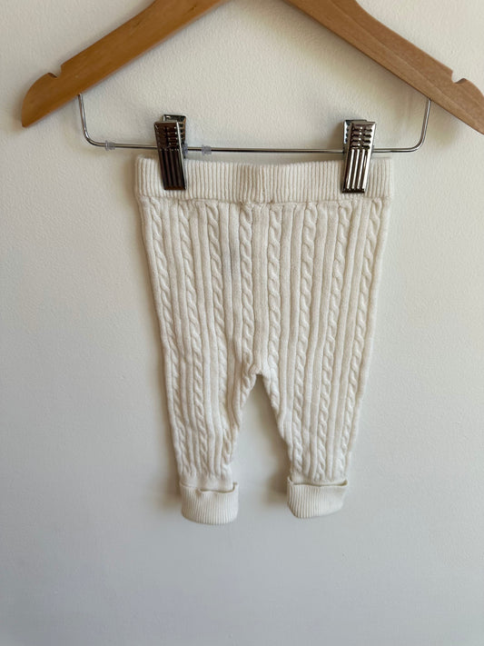White Ribbed Leggings / 3-6m