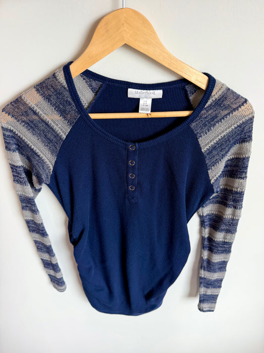 Indigo Maternity Top with Detail Sleeves / Small