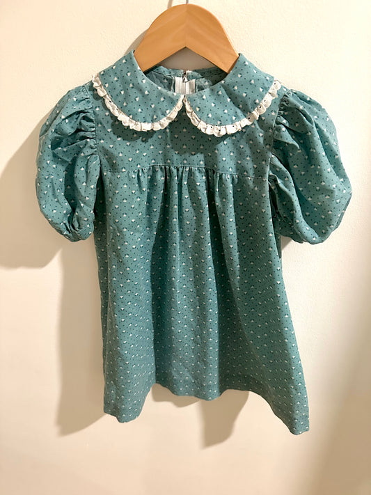 Vintage Blue Floral Dress / 2T