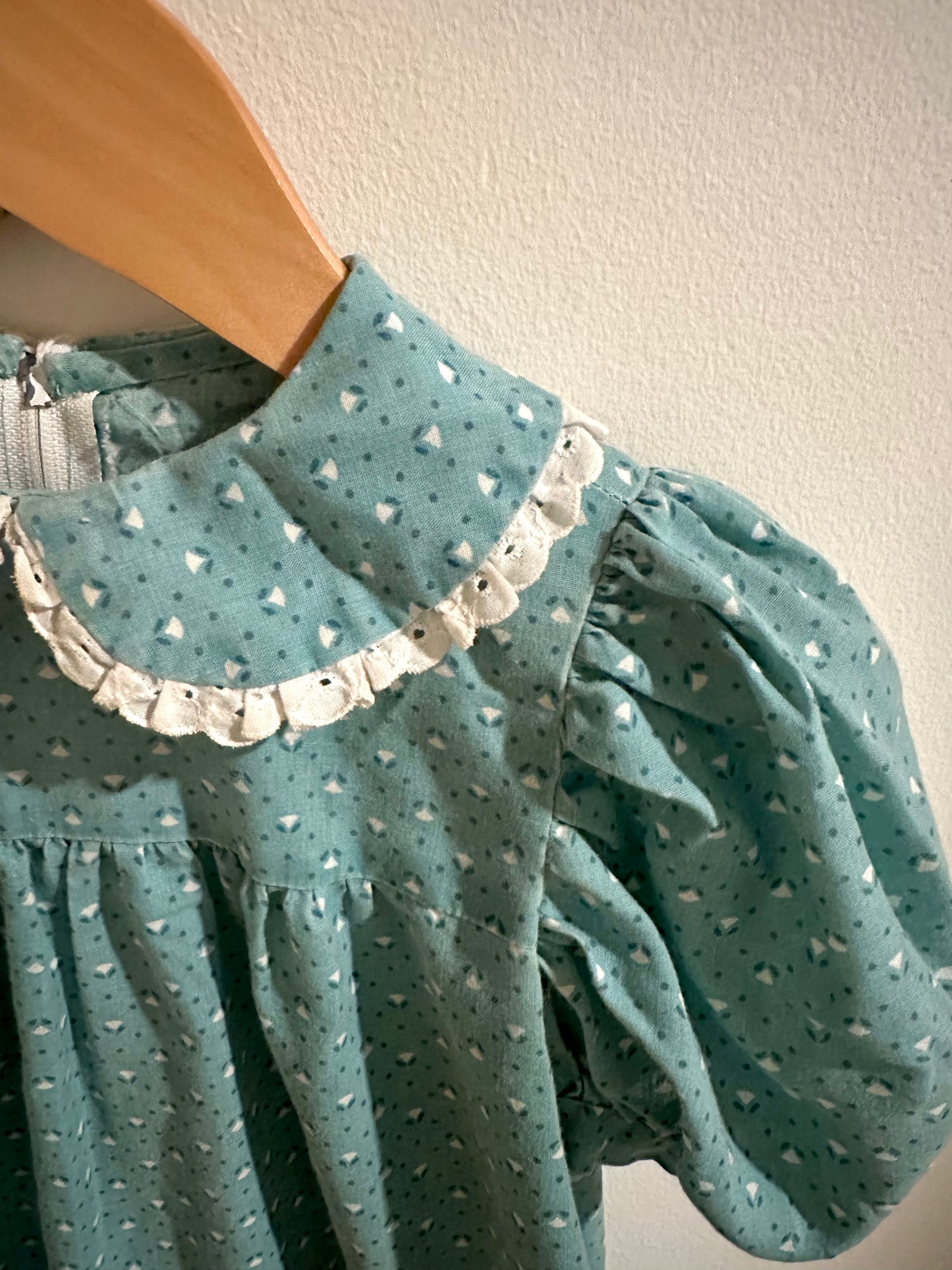 Vintage Blue Floral Dress / 2T