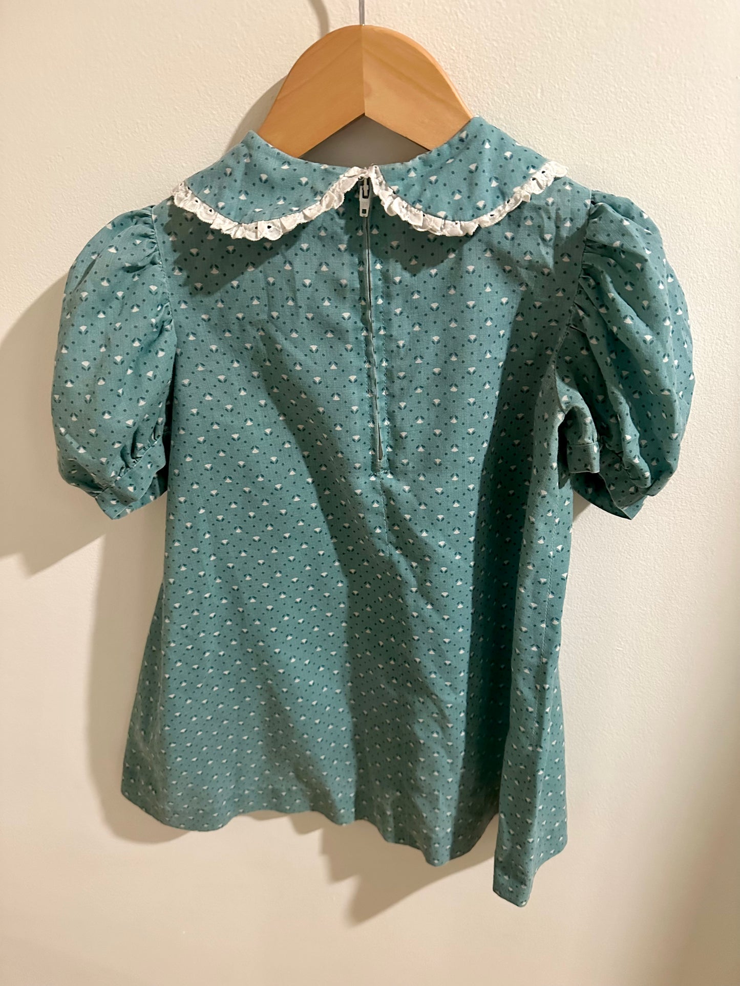 Vintage Blue Floral Dress / 2T