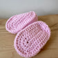 Pink Knit Slippers with Bow / 6-12m