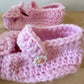 Pink Knit Slippers with Bow / 6-12m