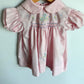 Vintage Pink Floral Embroidered Dress / 12m