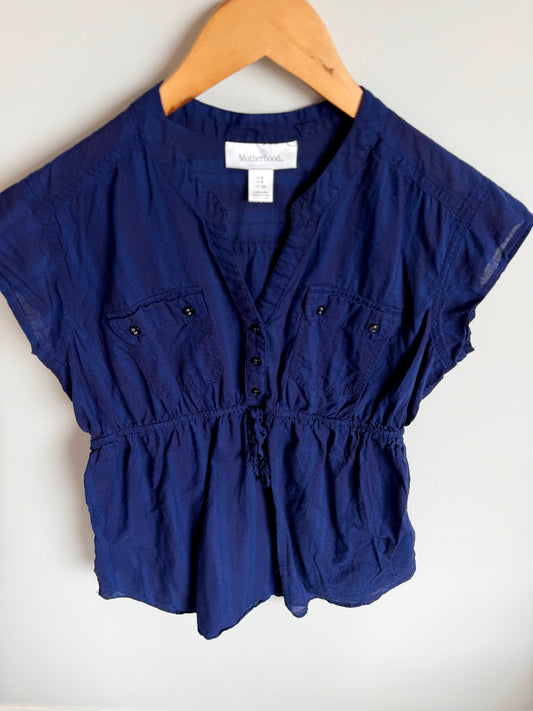 Indigo Drawstring Maternity Top / Small