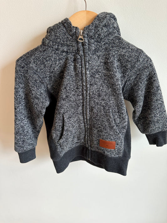 Thick Grey Quiksilver Zip Hoodie / 2T