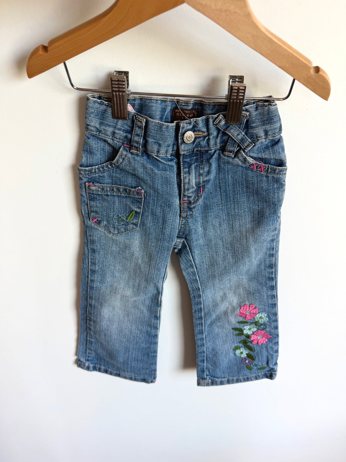 Floral Embroidered Jeans with Adjustable Waist / 2T