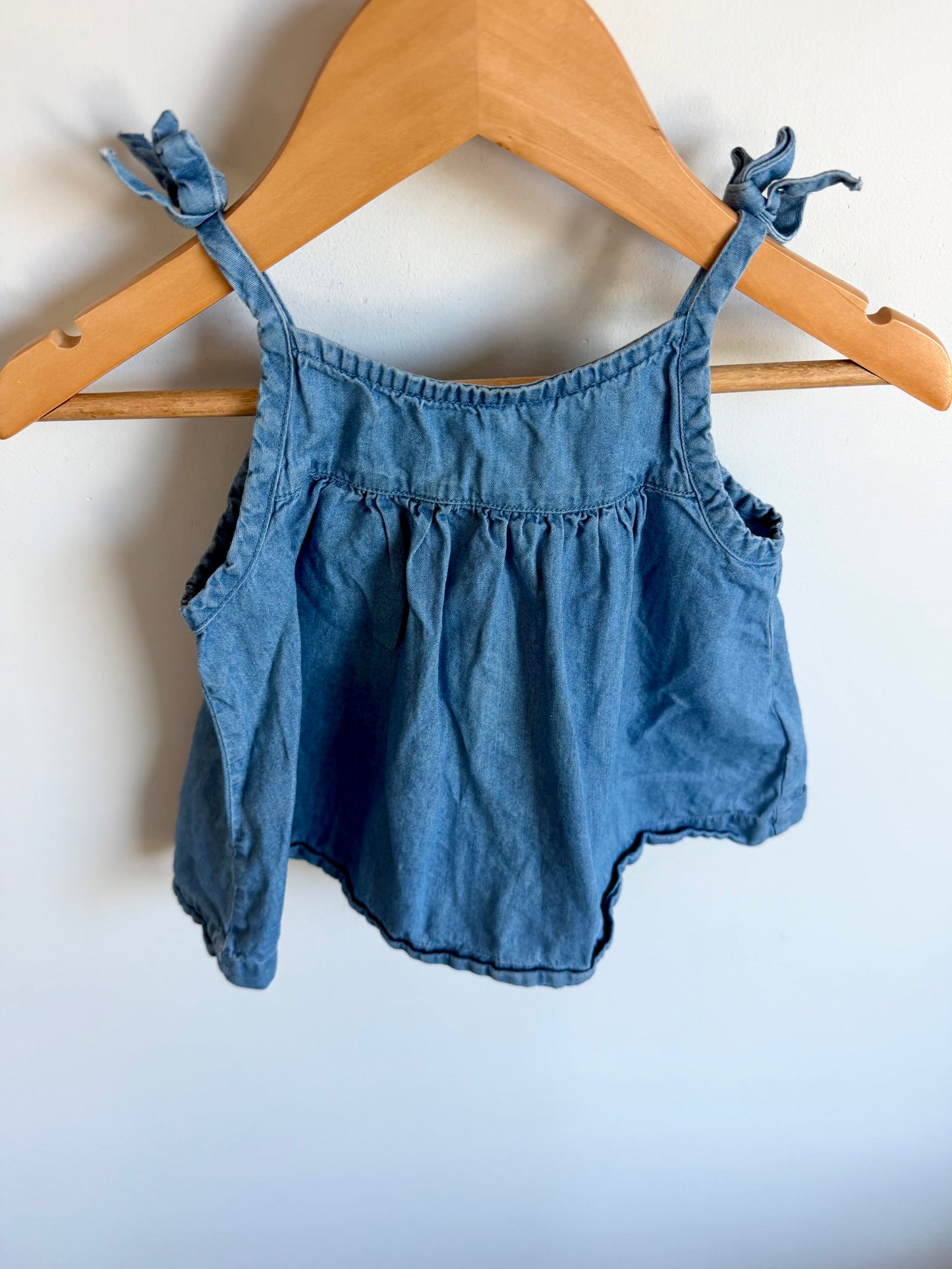 Chambray Bow Strap Top / 18-24m