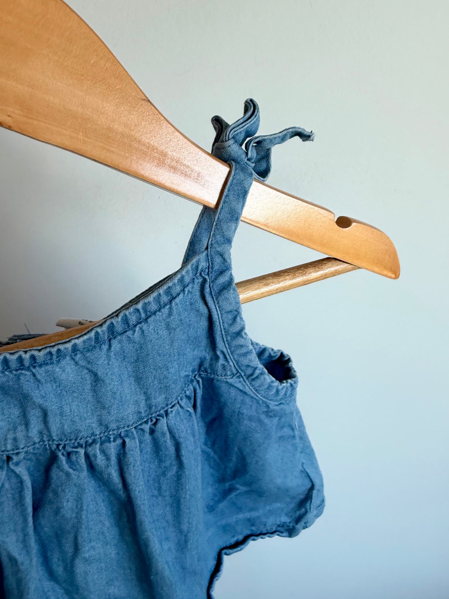 Chambray Bow Strap Top / 18-24m