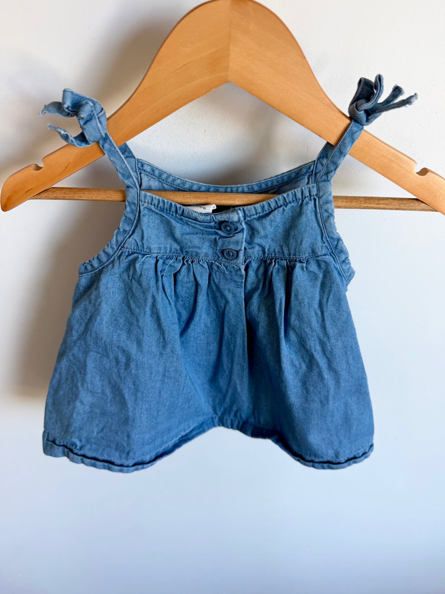 Chambray Bow Strap Top / 18-24m