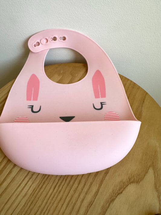 Pink Bunny Silicone Bib