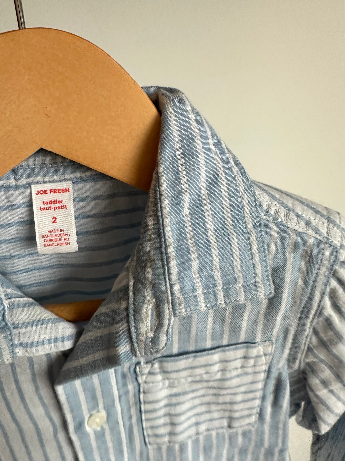 Blue Striped Button Up Long Sleeve / 2T