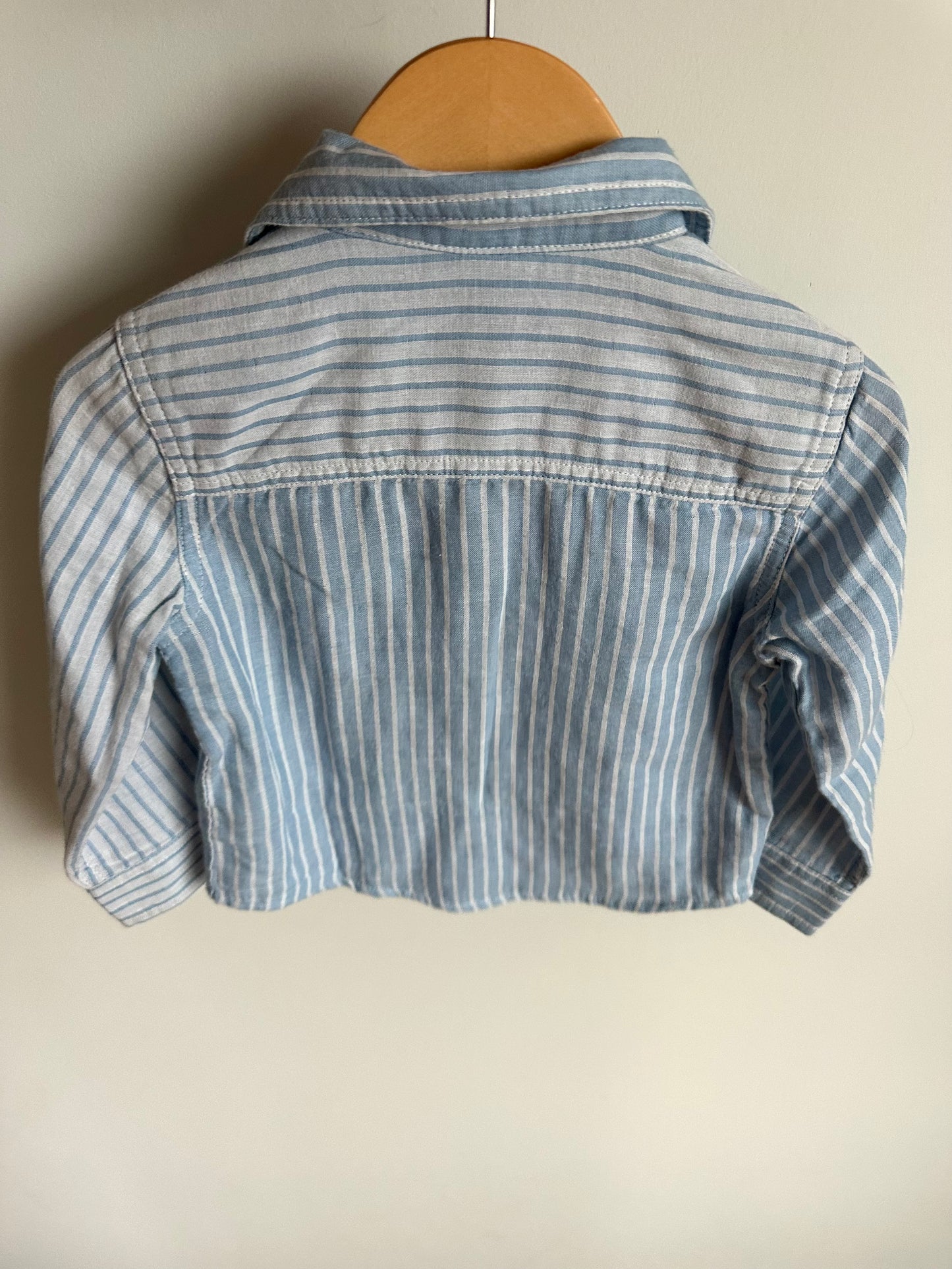 Blue Striped Button Up Long Sleeve / 2T