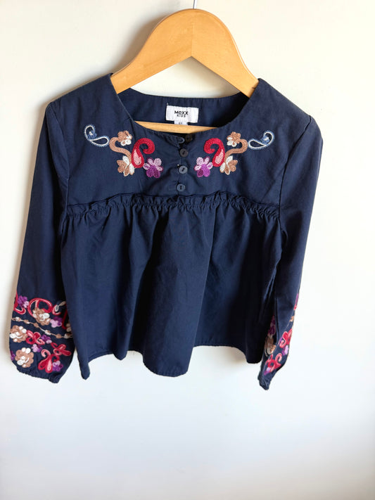 Navy Embroidered Top / 6X