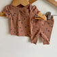 Brown Heart Top + Pants Set / 0m