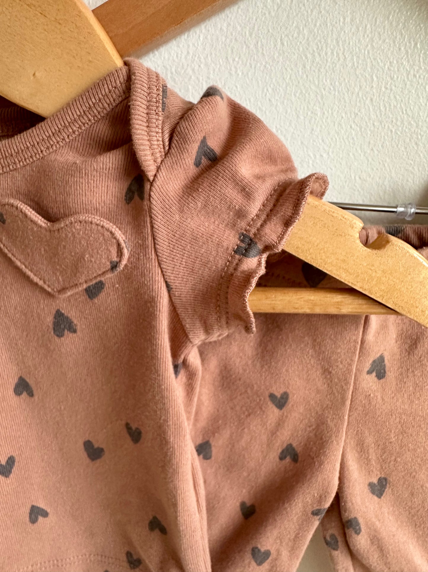 Brown Heart Top + Pants Set / 0m