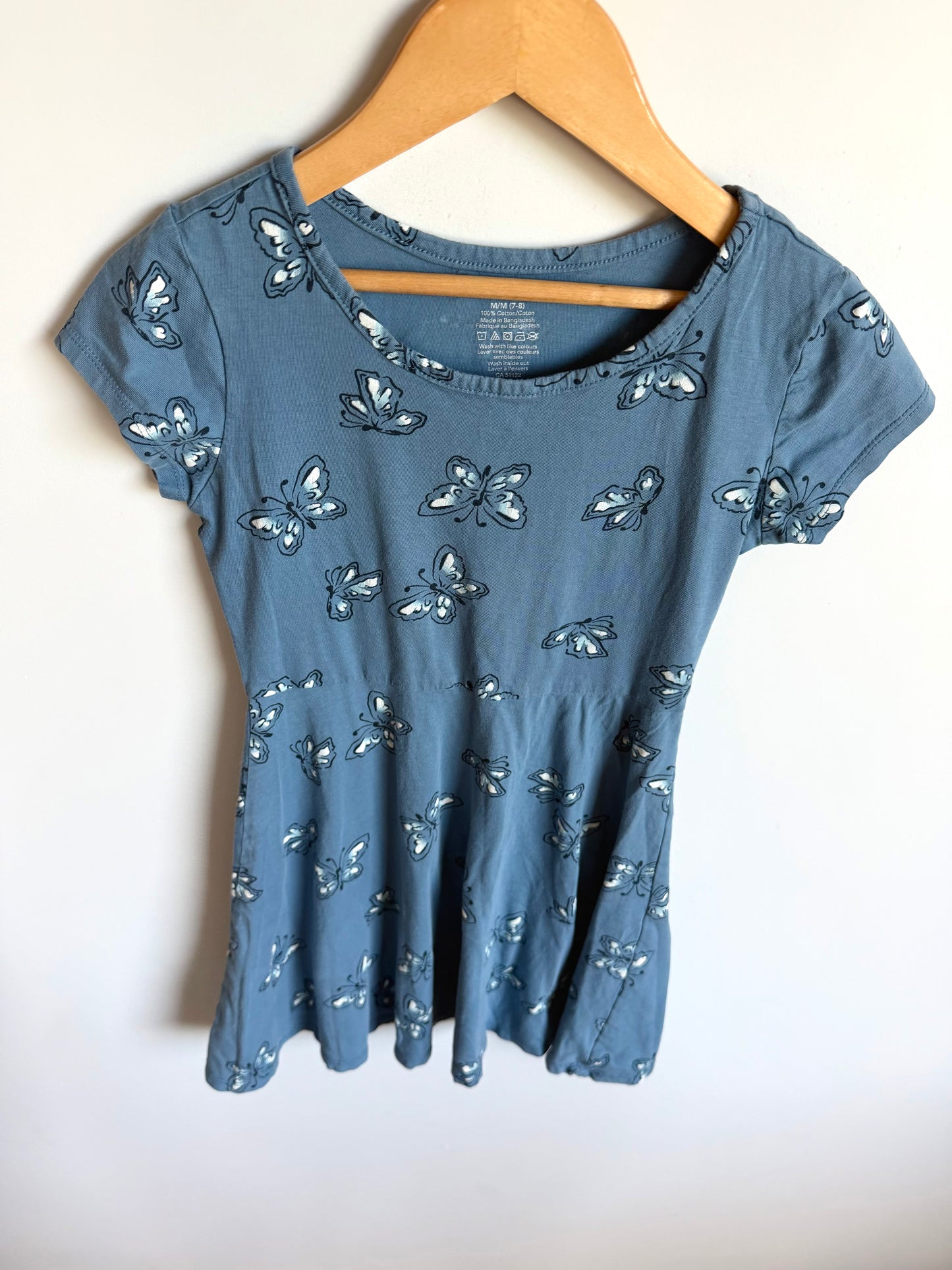Blue Butterfly Dress / 7-8 years