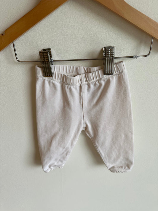 White Pants with Lace Trim / 0-3m