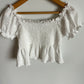 Mayoral White Puff Sleeve Cropped Top / 5 years
