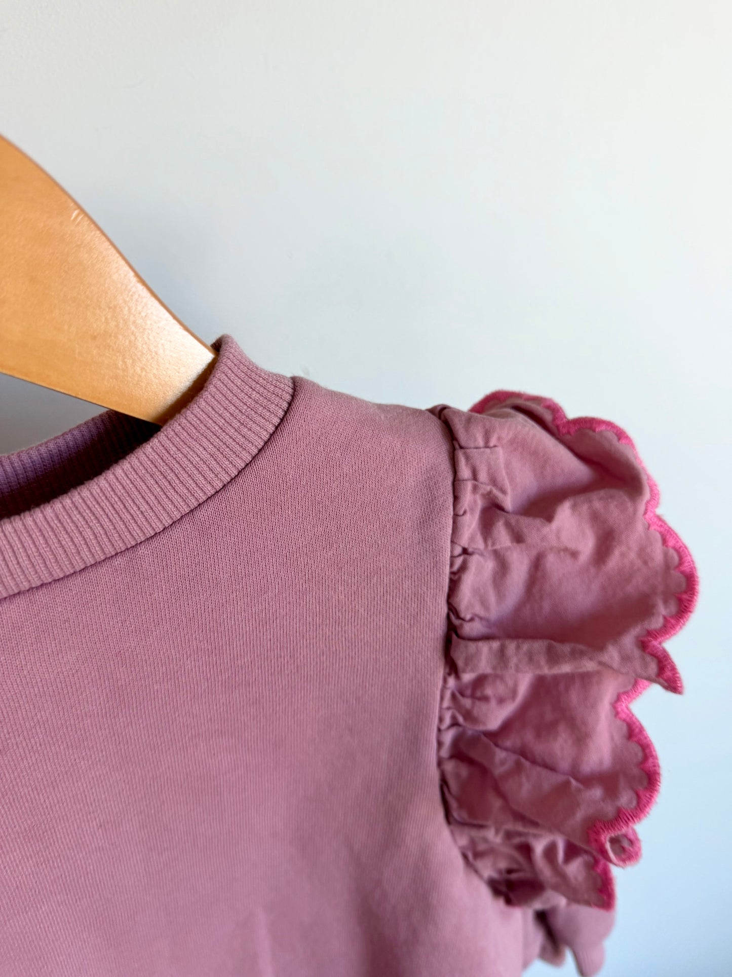 H&M Pink Ruffle Crewneck / 18m-2T