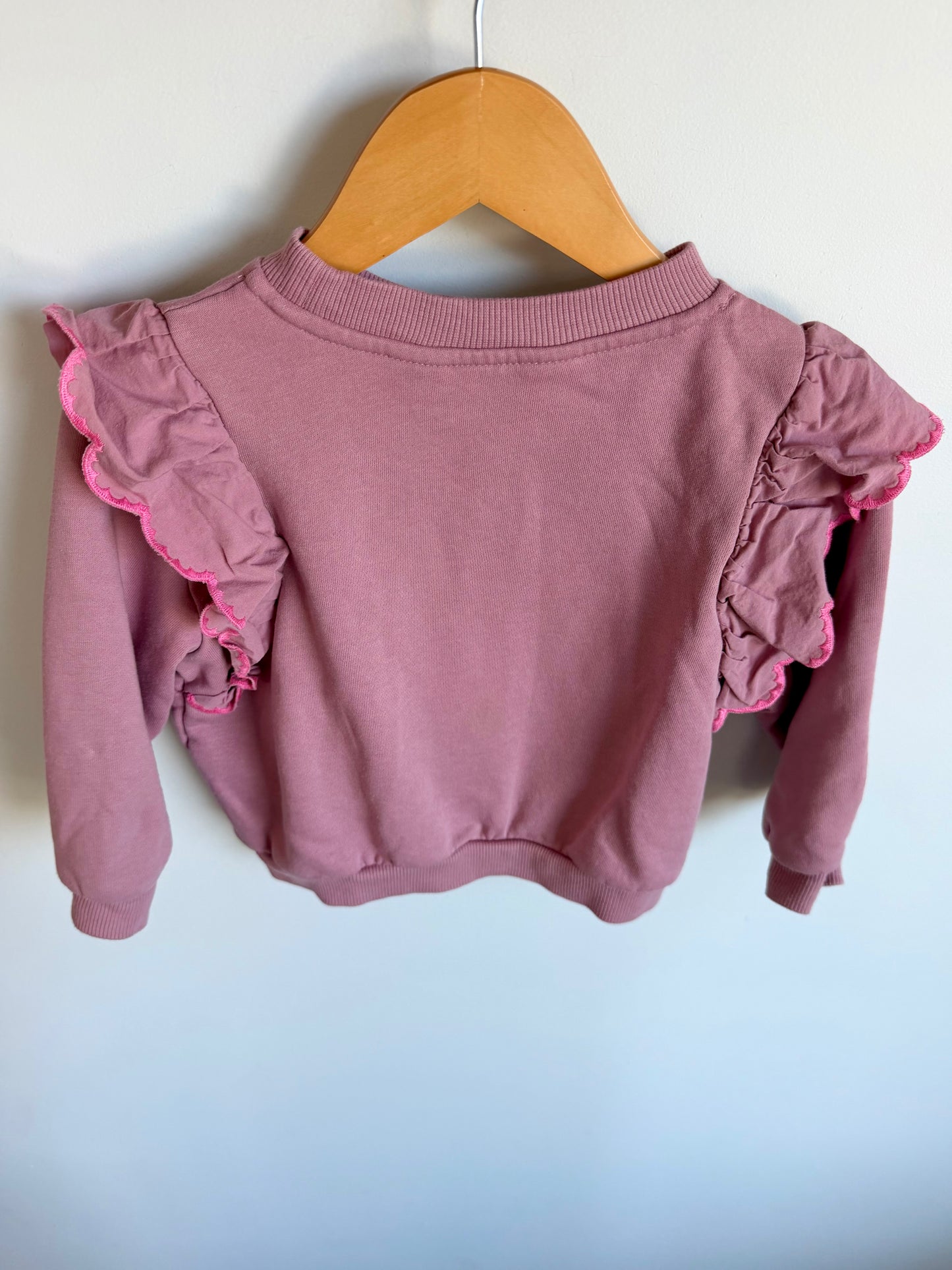 H&M Pink Ruffle Crewneck / 18m-2T
