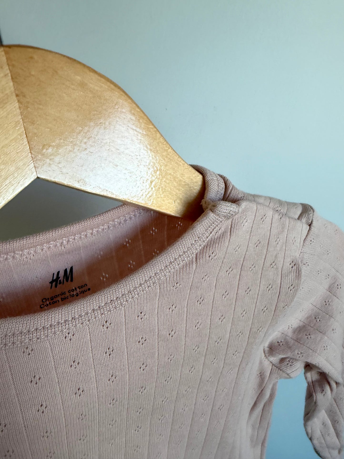 H&M Organic Pink Eyelet Bodysuit / 18m-2T