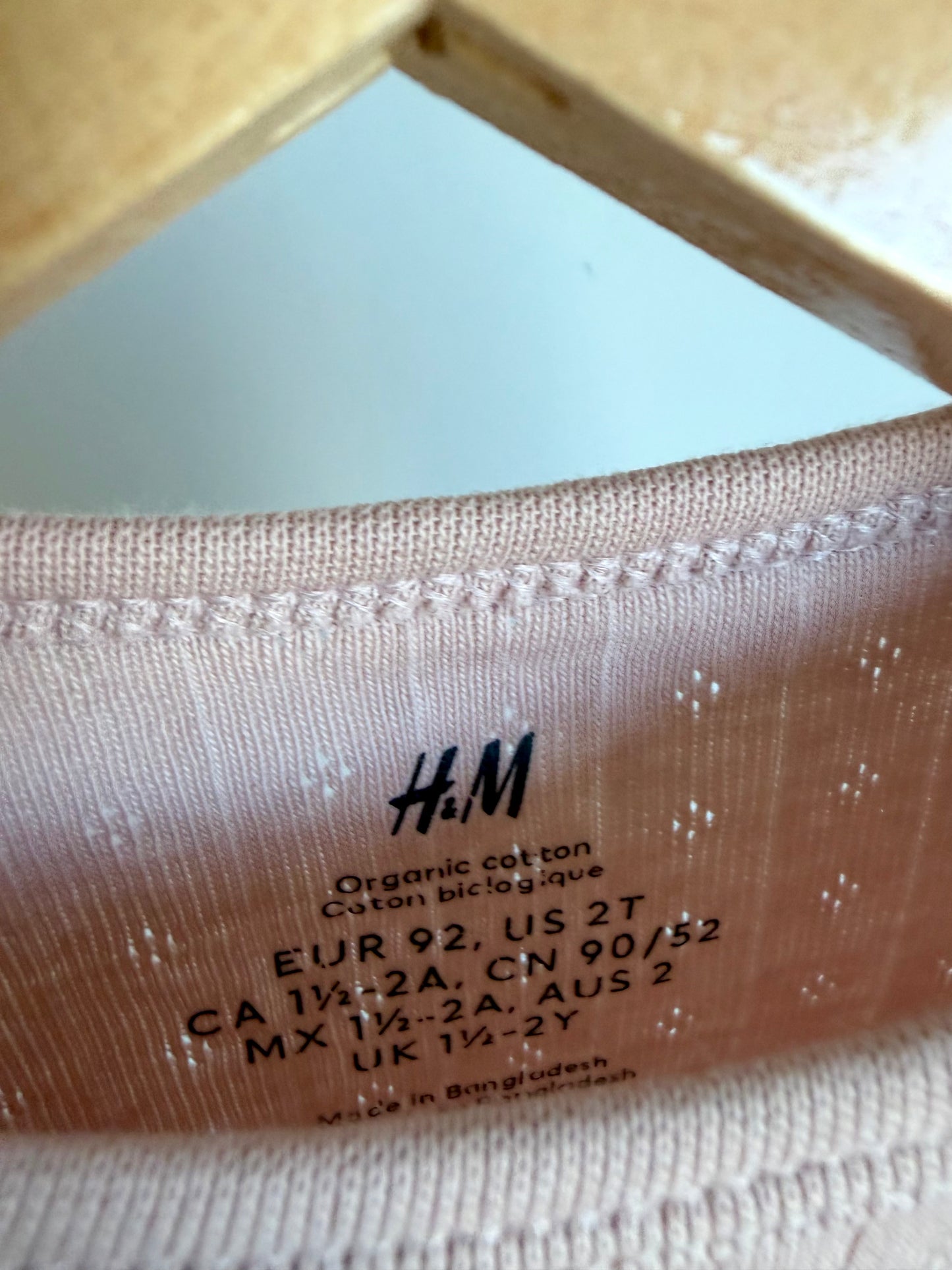 H&M Organic Pink Eyelet Bodysuit / 18m-2T