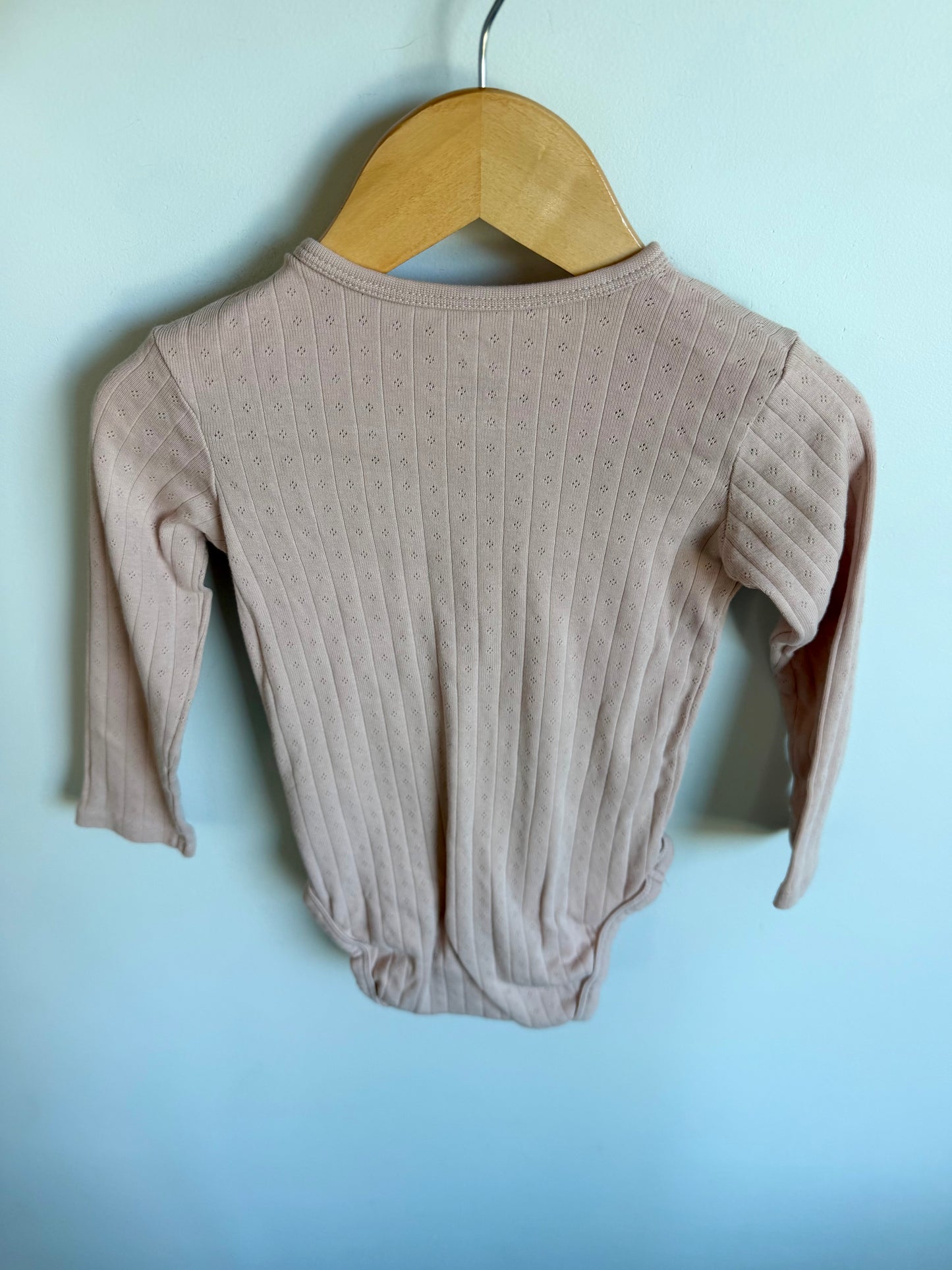 H&M Organic Pink Eyelet Bodysuit / 18m-2T