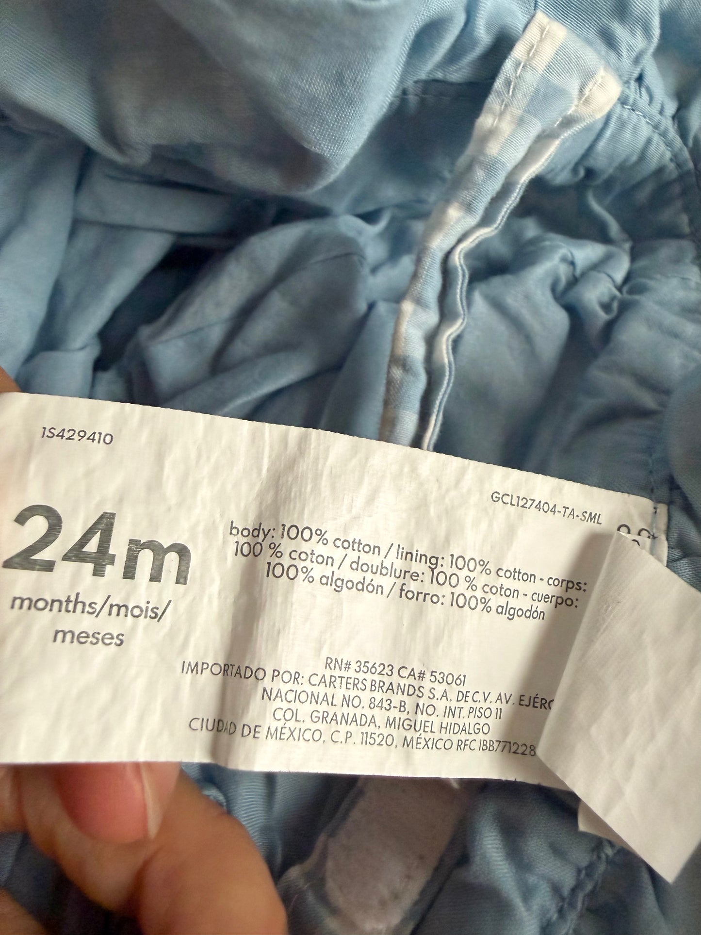 Blue + White Checkered Sun Hat / 24m