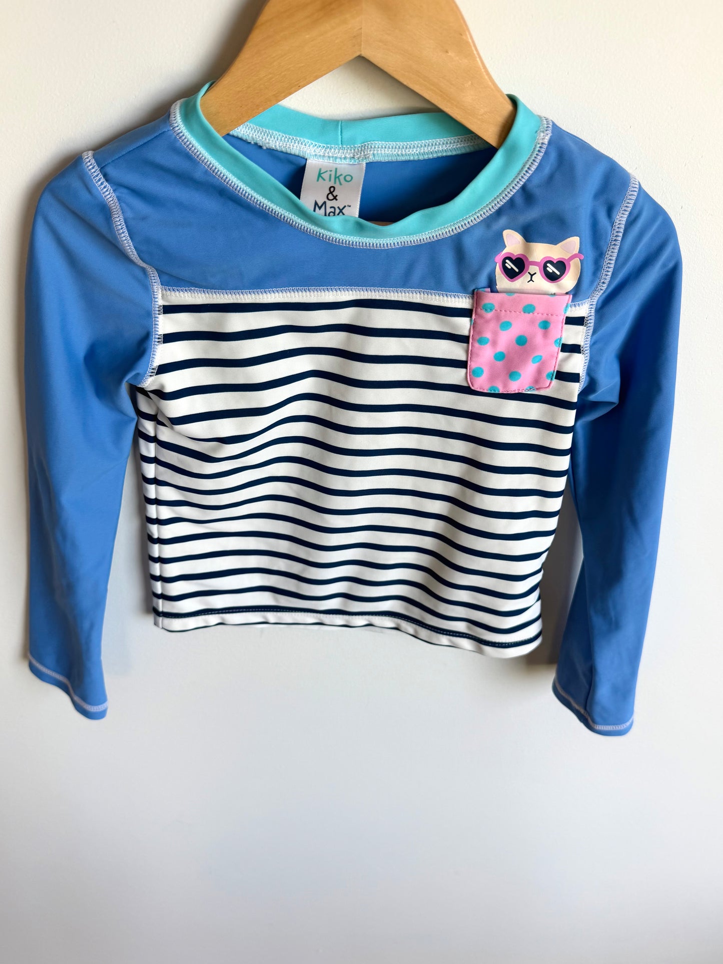 Cat Pocket Swim Top + Dotted Shorts Set / 4T