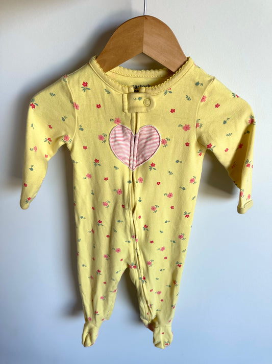 Yellow Floral Heart Sleeper / 6-9m